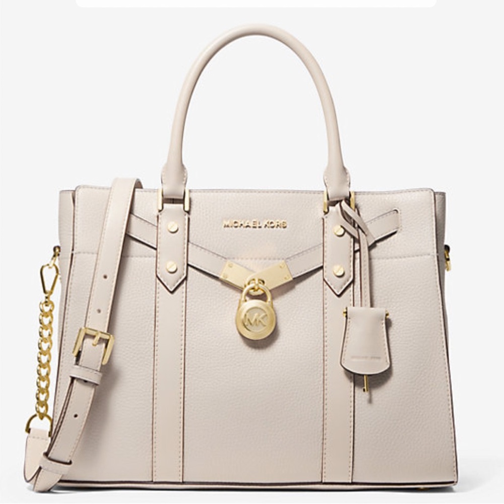 EUC Michael Kors Nouveau Hamilton satchel Beige Leather Tote Bag